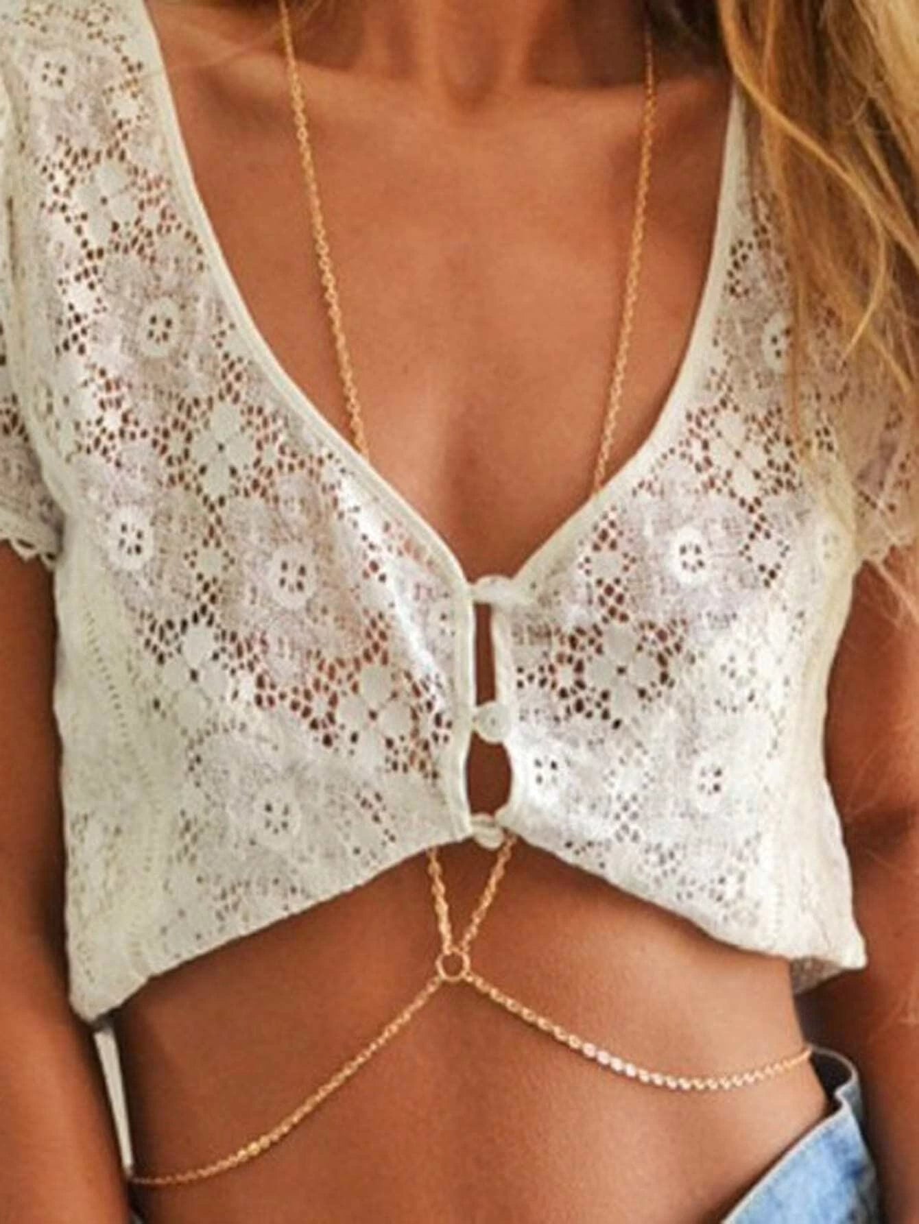 Beach Style Simple Solid Minimalist Waist Link Body Chain Belly Necklce Jewelry-1