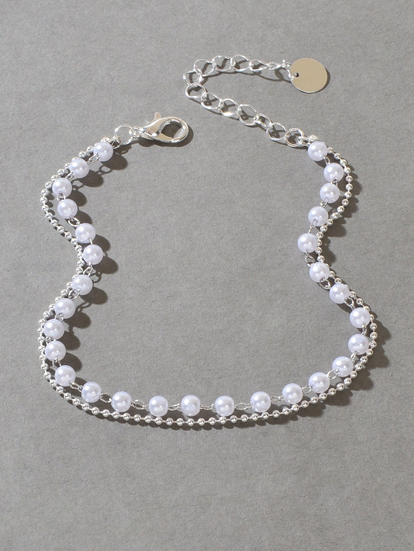 Double layer Silver Popcorn Chain Pearl Adjustable Anklet Beach Foot Jewellery-1