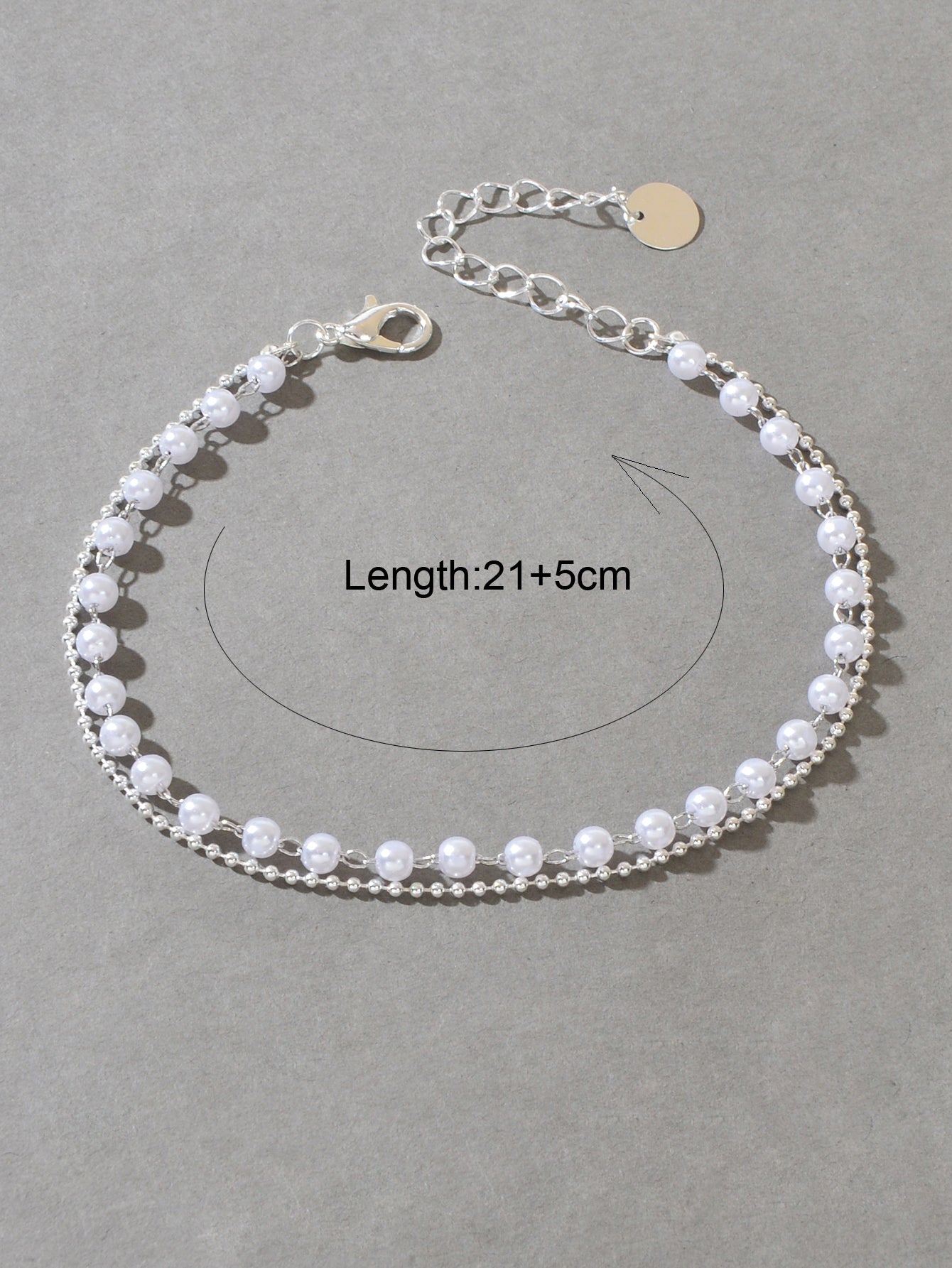 Double layer Silver Popcorn Chain Pearl Adjustable Anklet Beach Foot Jewellery-3